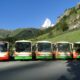 Ein kleiner Auszug aus der Zermatter E-Bus-Flotte. Foto: Einwohnergemeinde Zermatt